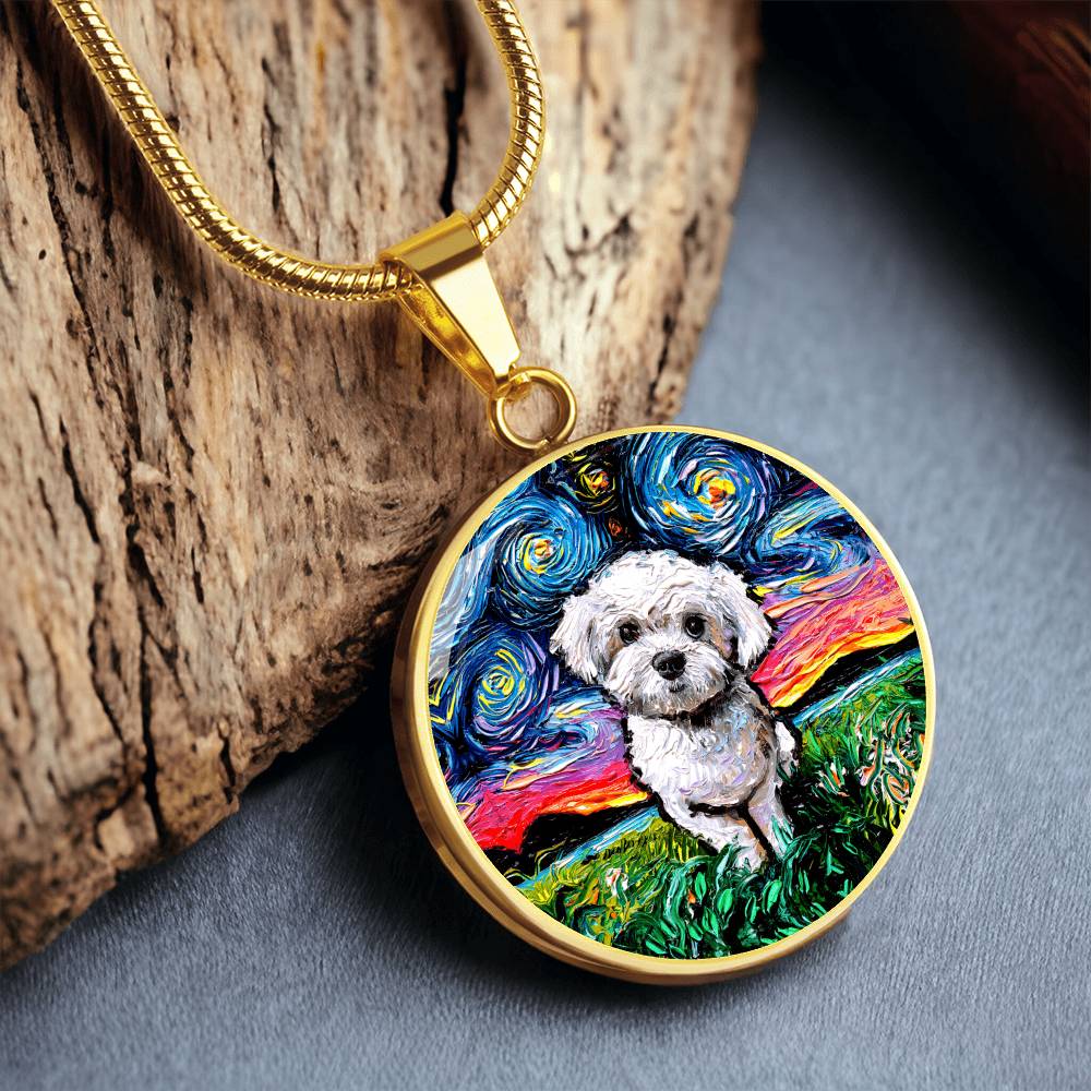 Maltipoo Starry Night Round Necklace