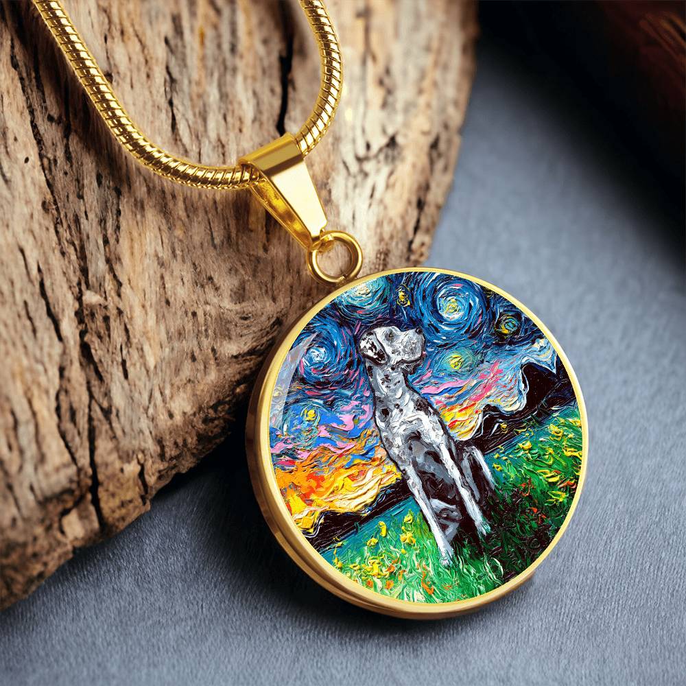 Merle Great Dane Starry Night Round Necklace