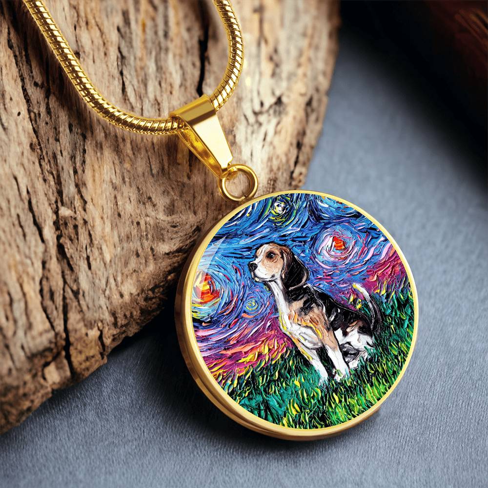 Beagle Starry Night Round Necklace