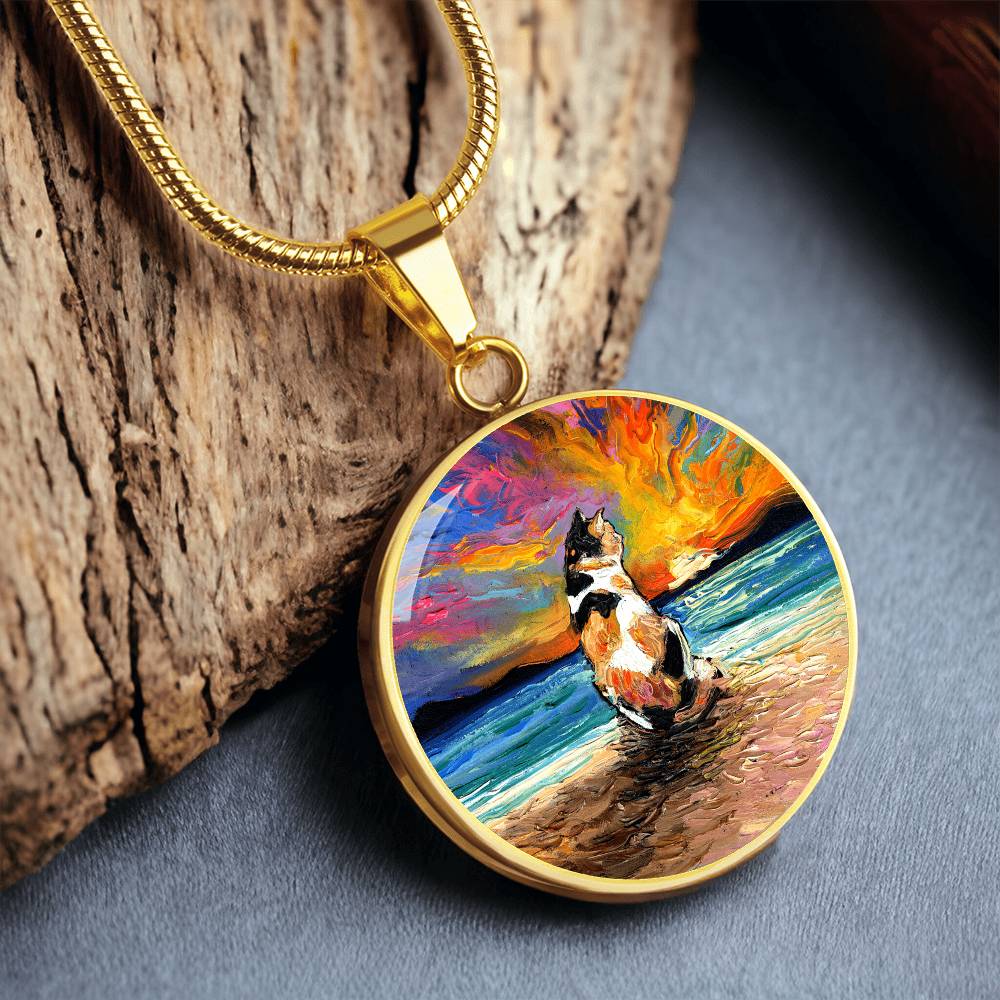 Beach Days - Calico Cat Starry Night Round Necklace