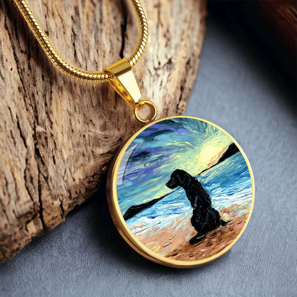 Beach Days - Black Labrador Round Necklace
