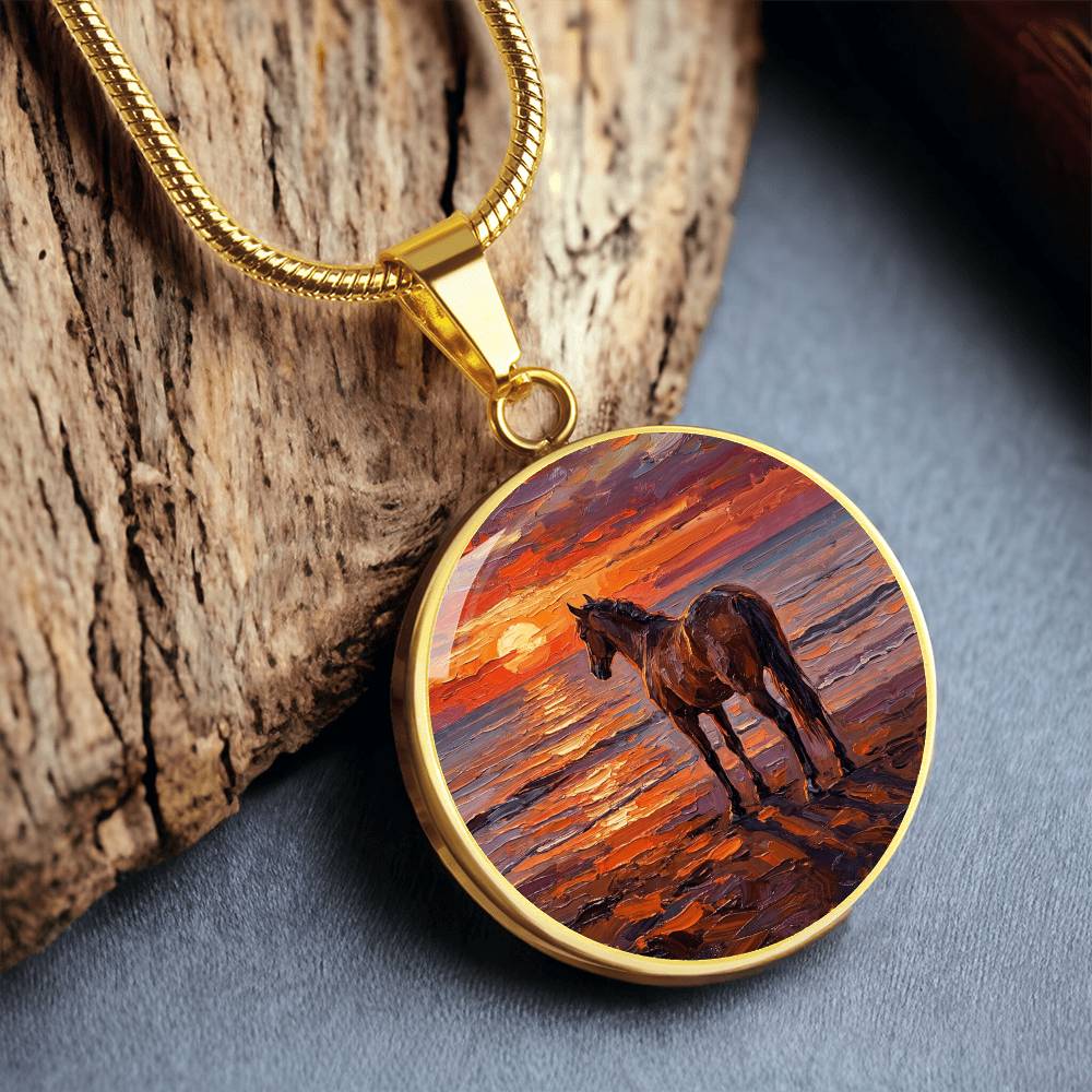 Sunset - Chocolate Mare Round Necklace