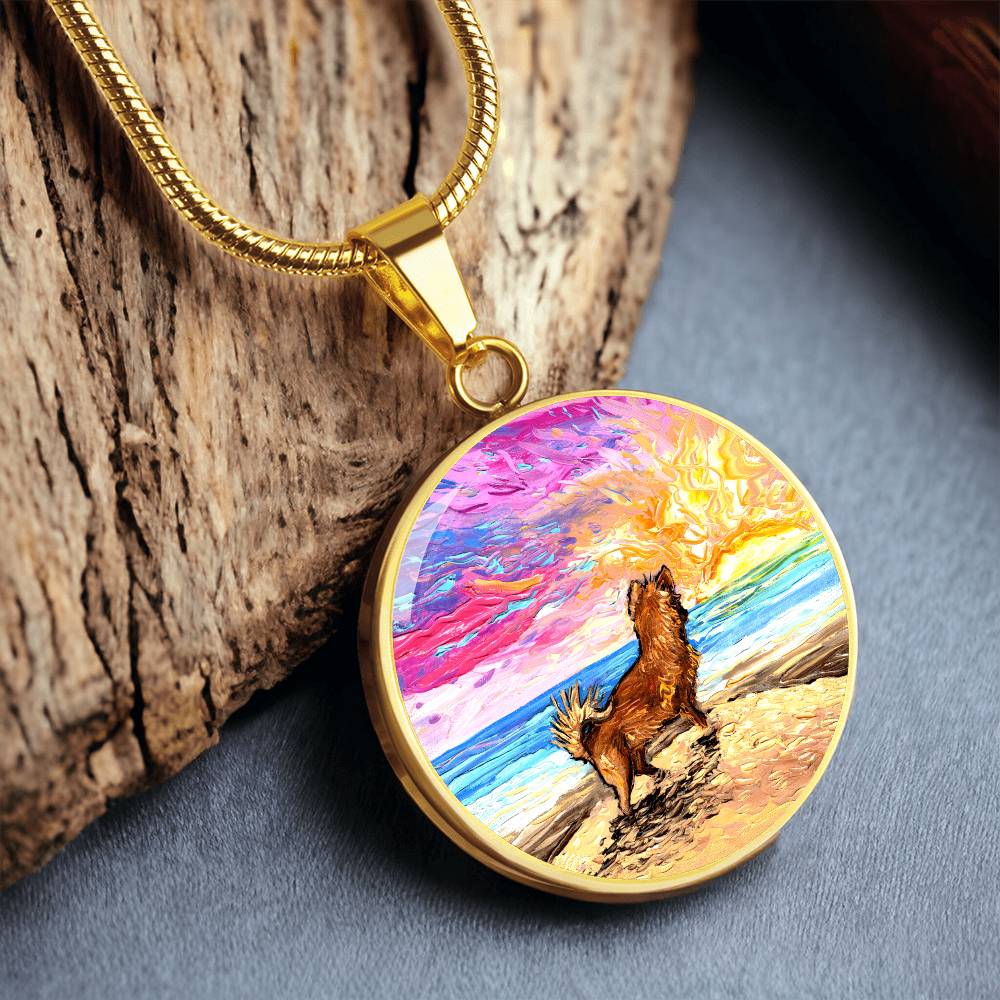 Beach Days - Chihuahua Starry Night Round Necklace