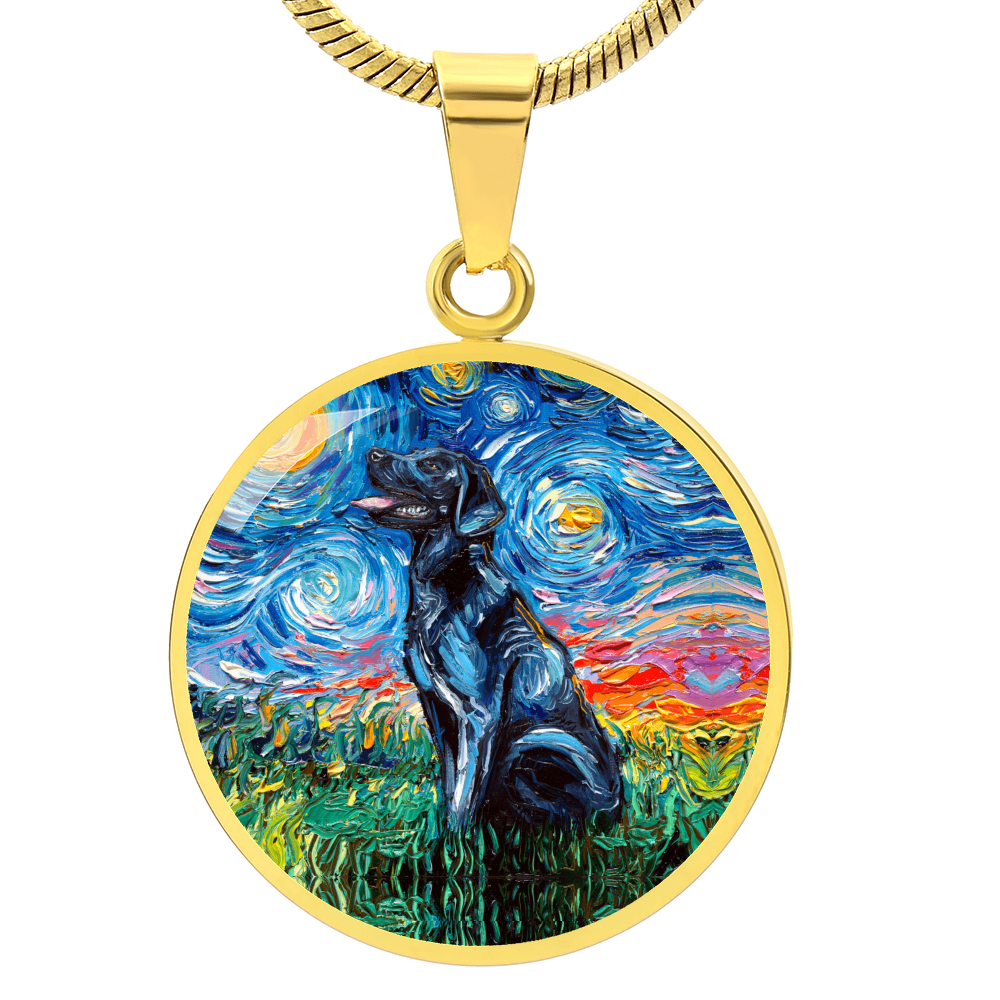 Black Labrador Starry Night Round Necklace