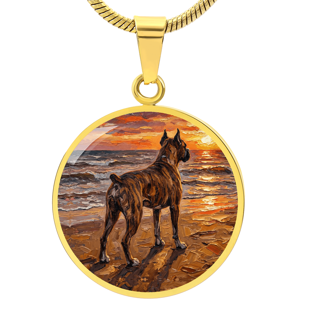 Beach Day - Brindle Boxer Round Necklace