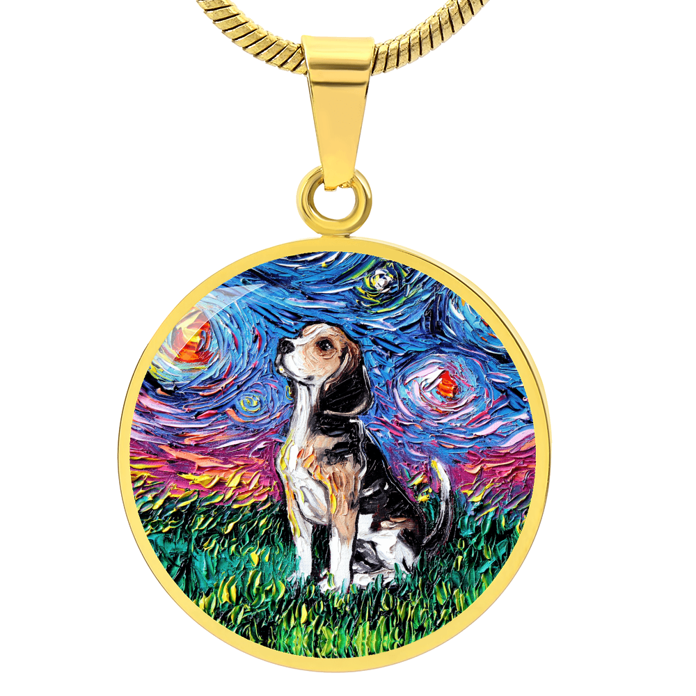 Beagle Starry Night Round Necklace