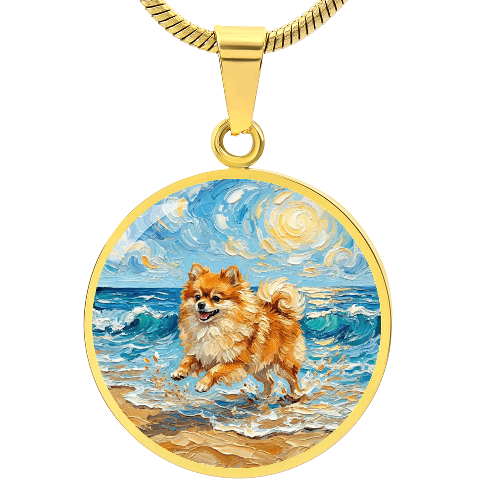 Beach Day - Pomeranian Round Necklace