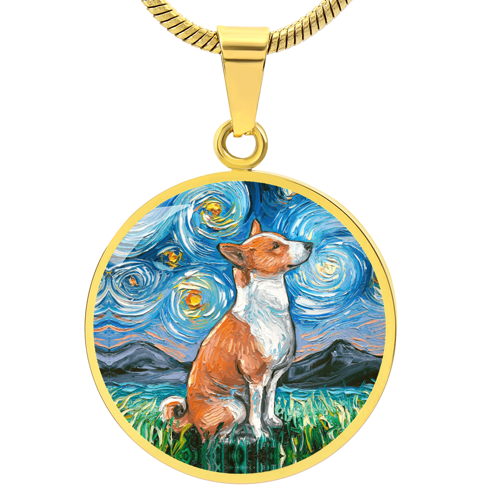 Basenji Starry Night Round Necklace