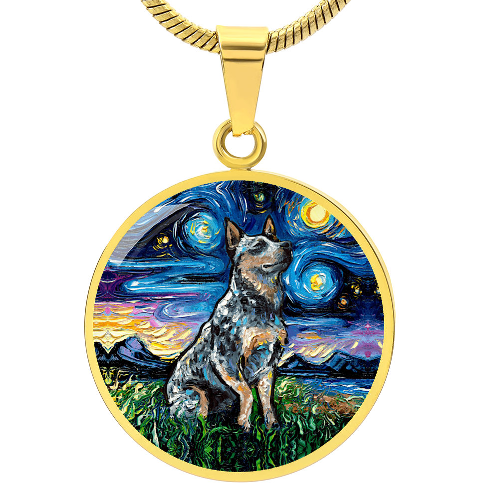 Blue Heeler Starry Night Round Necklace