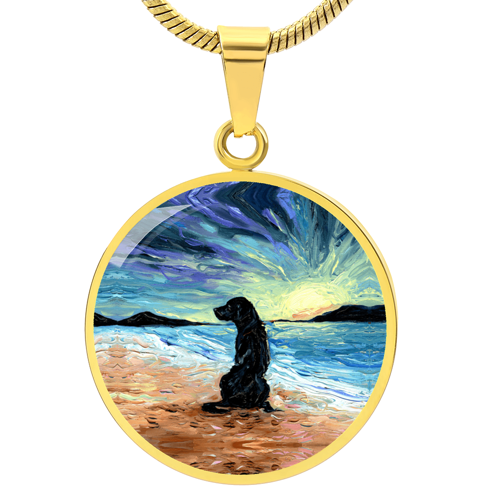 Beach Days - Black Labrador Round Necklace