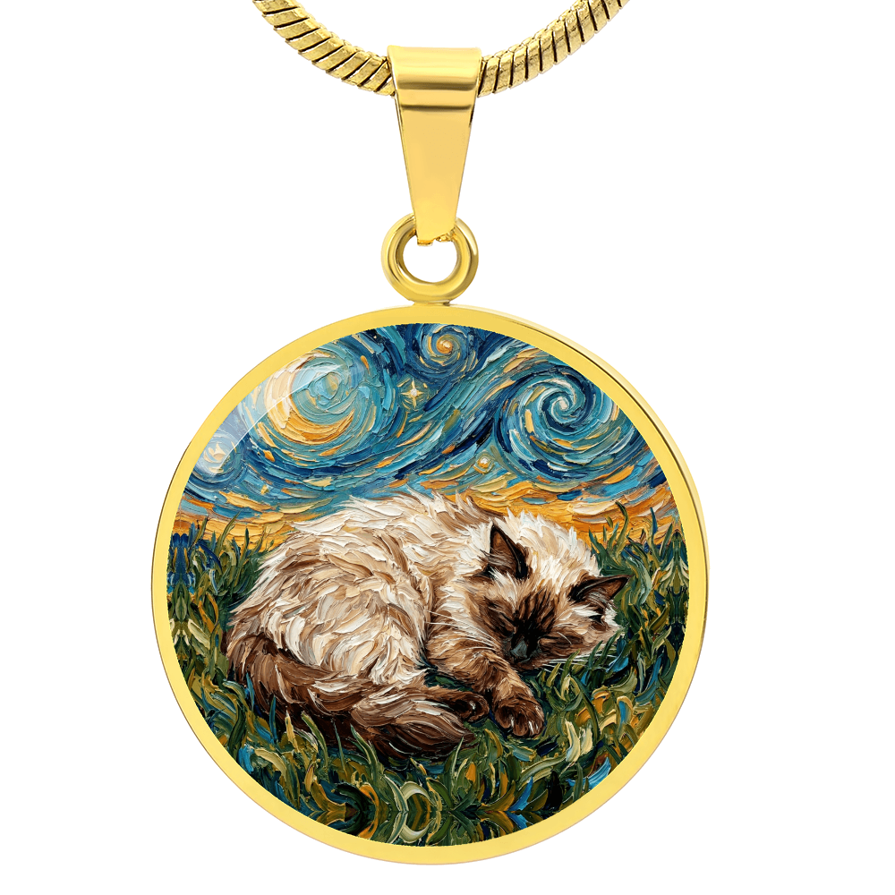 Sleepy Birman Round Necklace