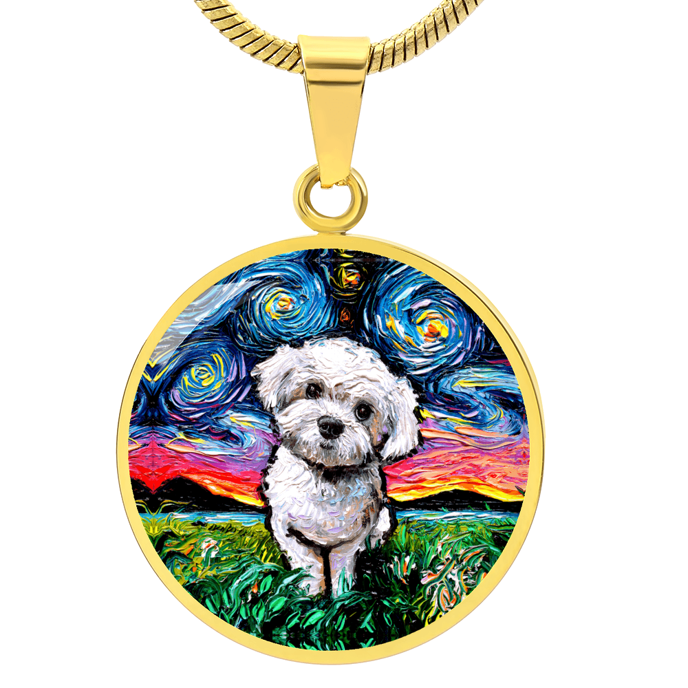 Maltipoo Starry Night Round Necklace