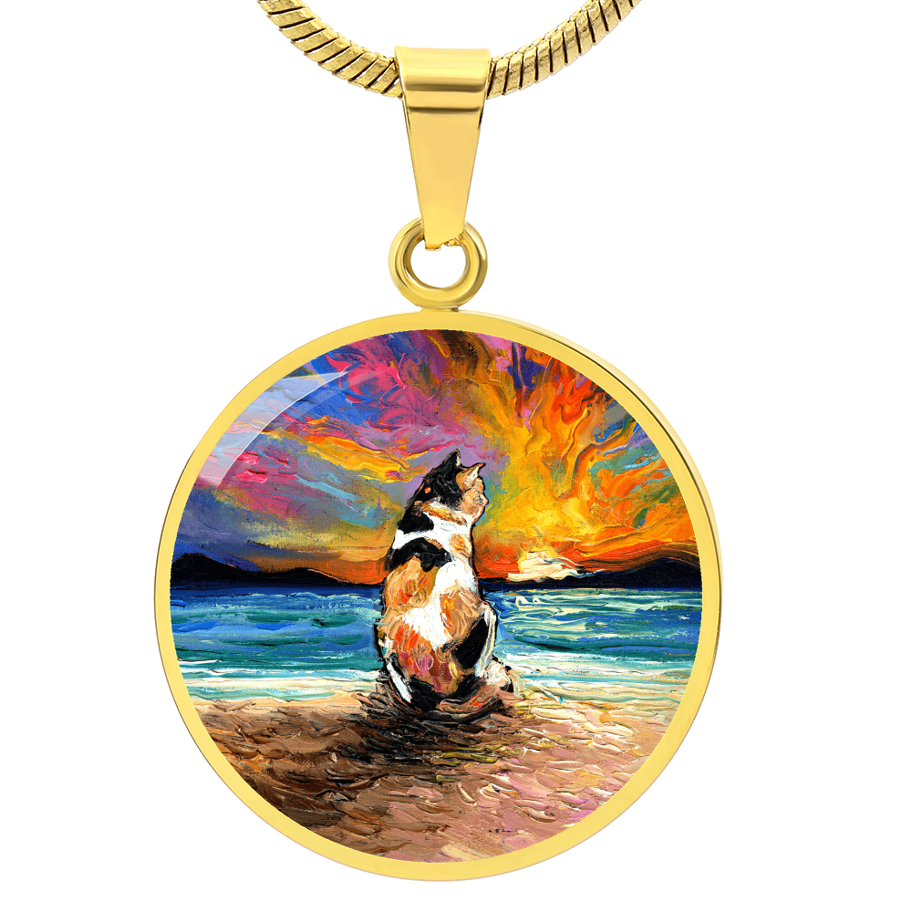 Beach Days - Calico Cat Starry Night Round Necklace