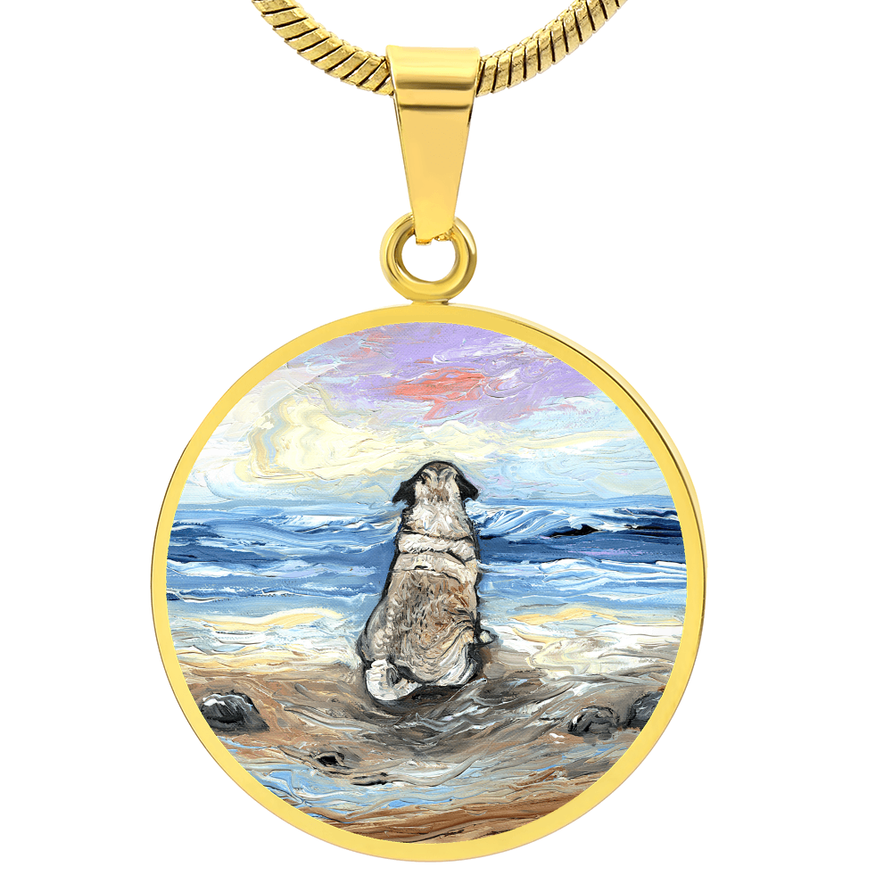 Beach Days - Pug Starry Night Round Necklace