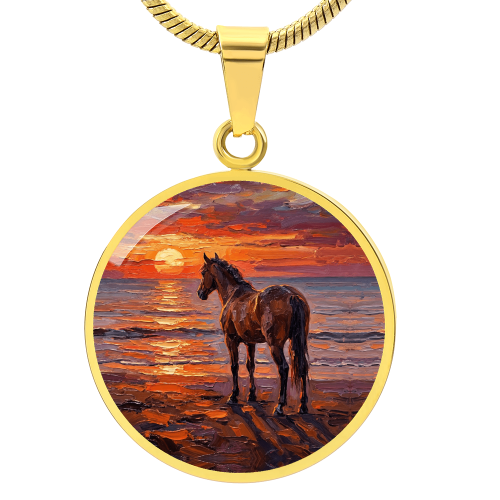 Sunset - Chocolate Mare Round Necklace