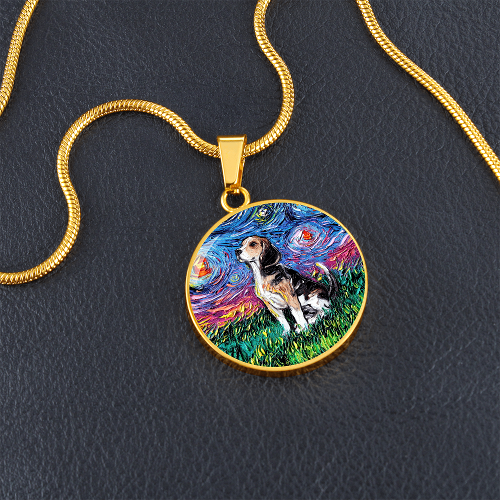 Beagle Starry Night Round Necklace