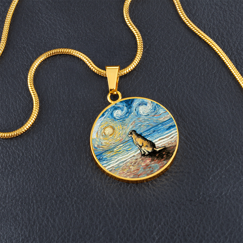 Beach Days - Yellow Labrador Starry Night Round Necklace