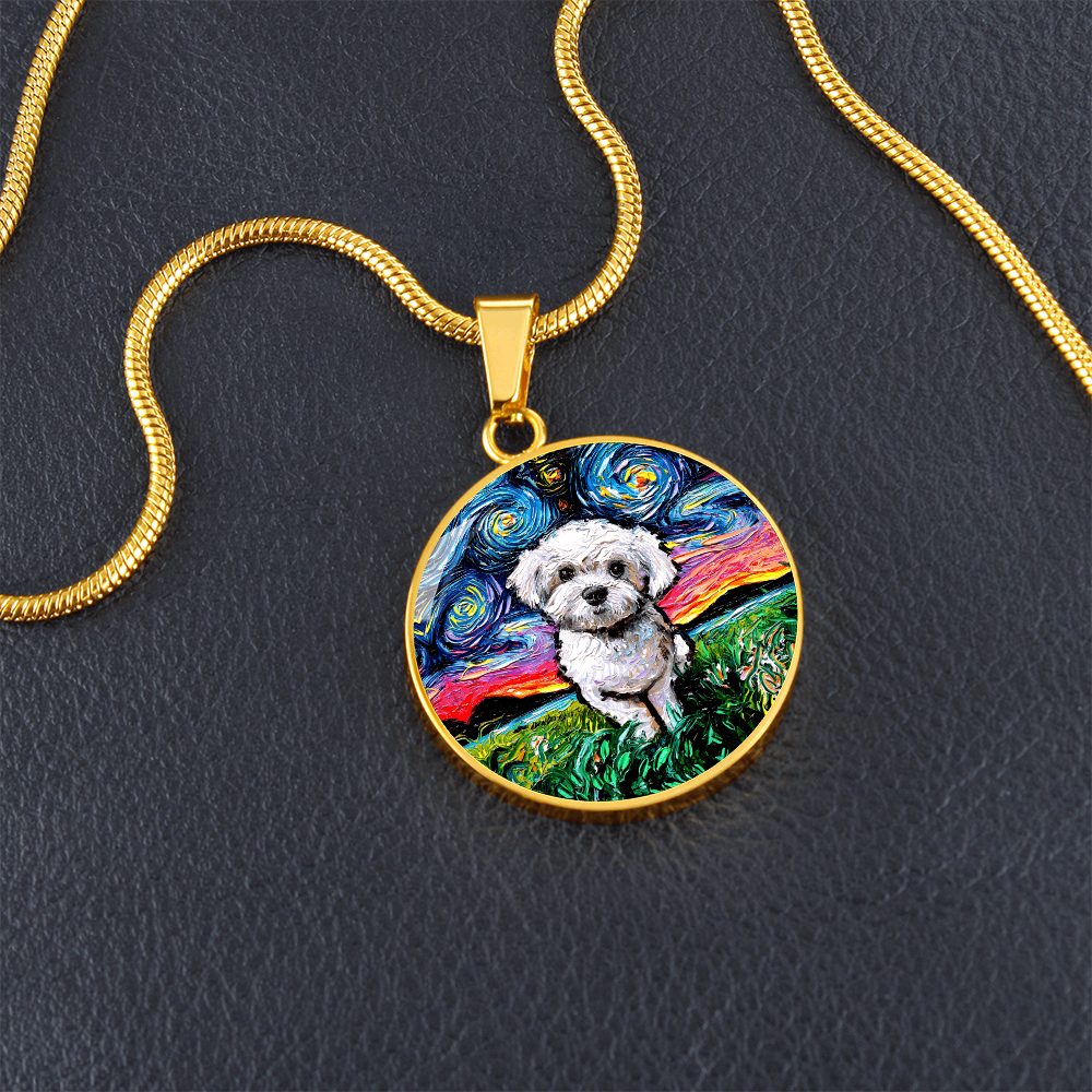 Maltipoo Starry Night Round Necklace