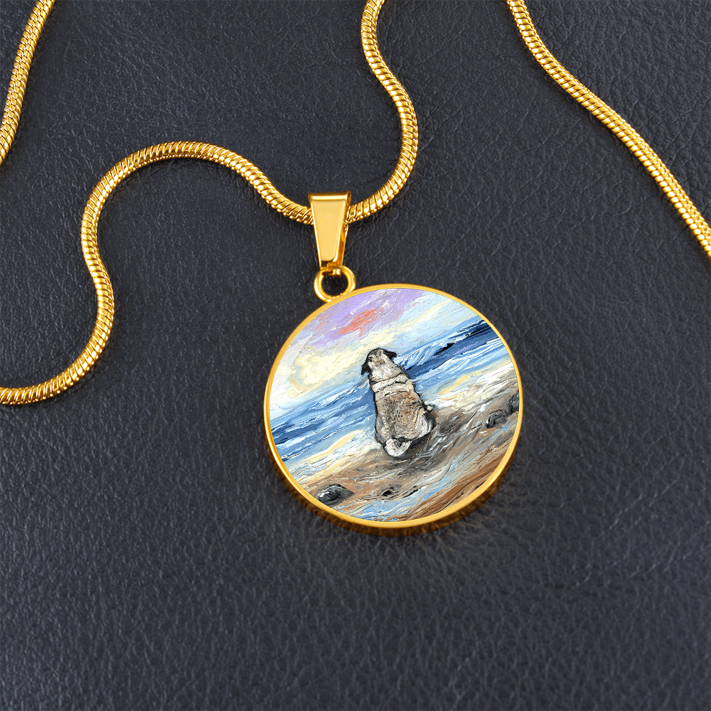 Beach Days - Pug Starry Night Round Necklace