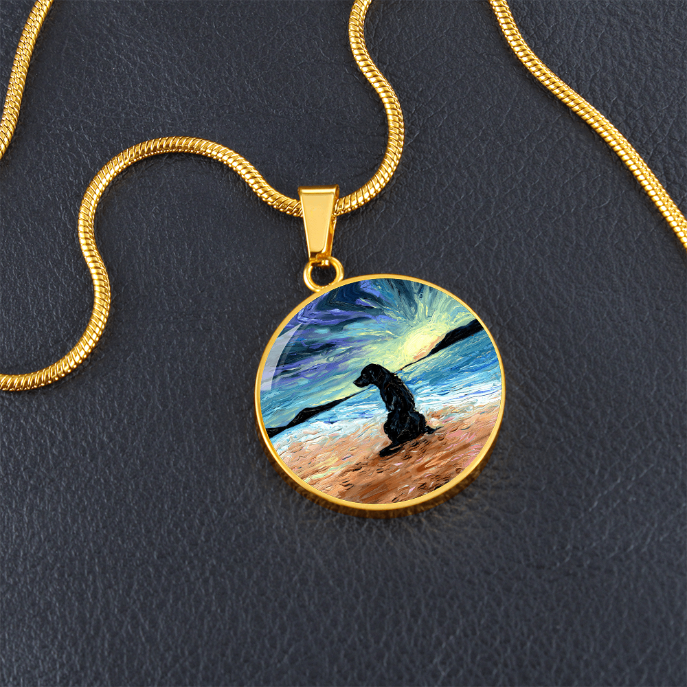 Beach Days - Black Labrador Round Necklace