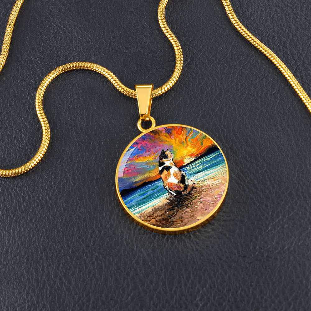 Beach Days - Calico Cat Starry Night Round Necklace