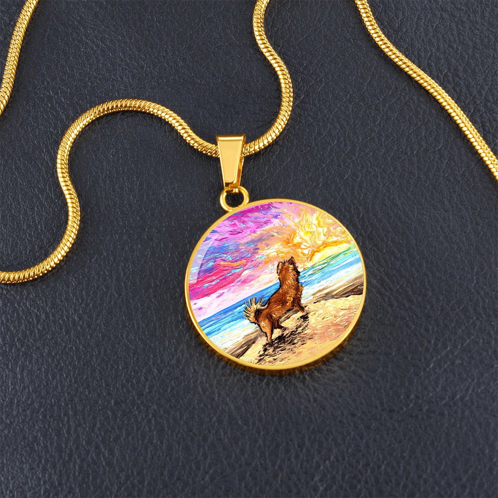 Beach Days - Chihuahua Starry Night Round Necklace