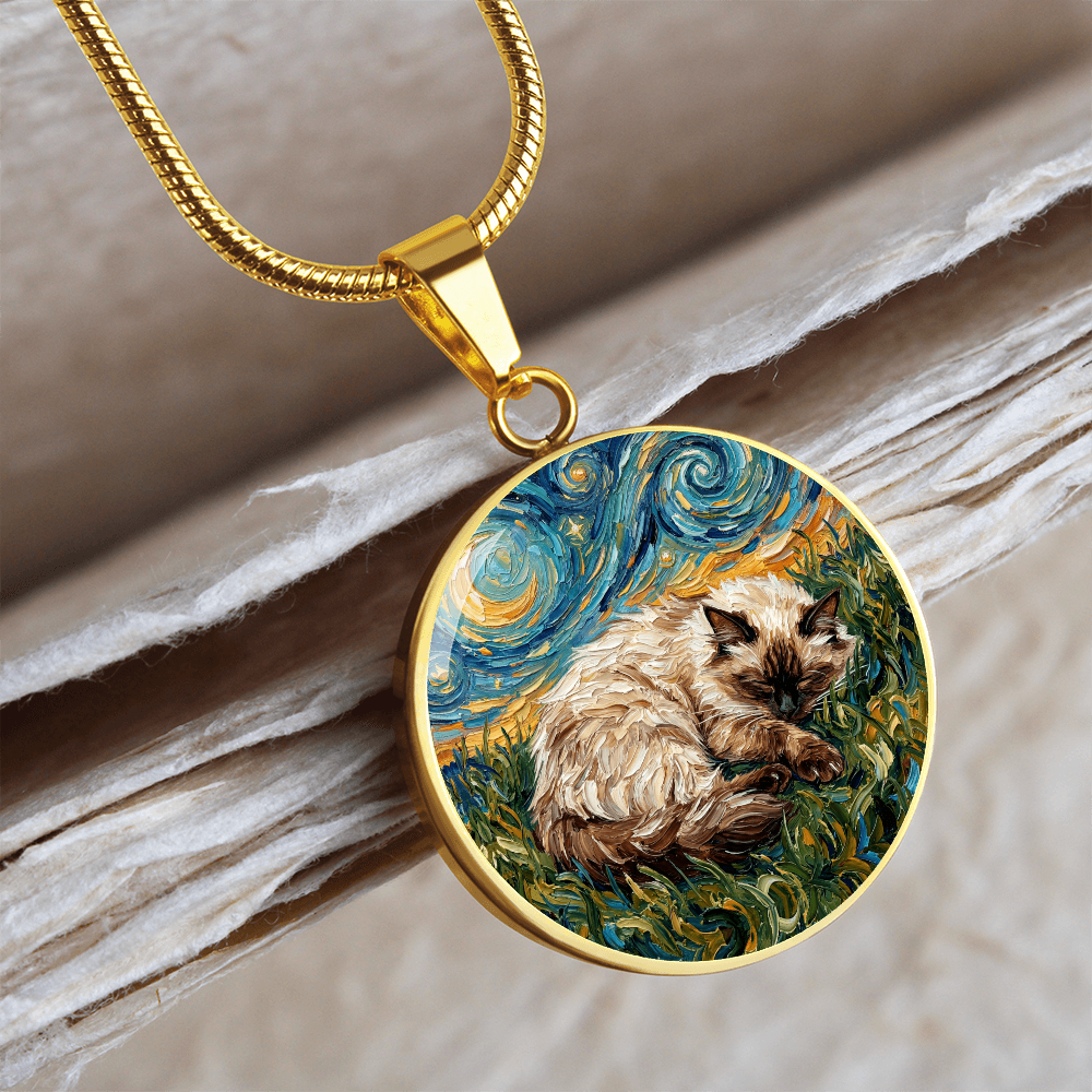 Sleepy Birman Round Necklace