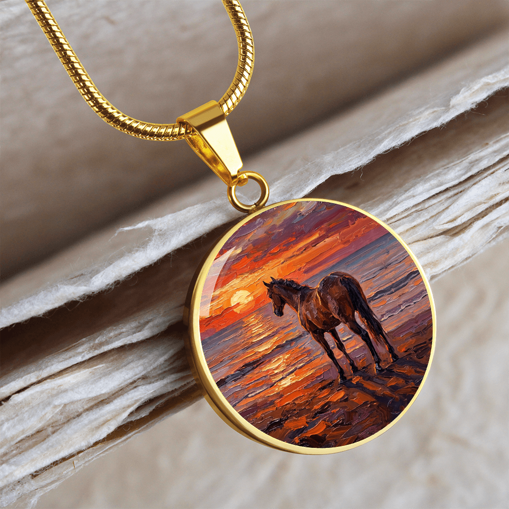 Sunset - Chocolate Mare Round Necklace