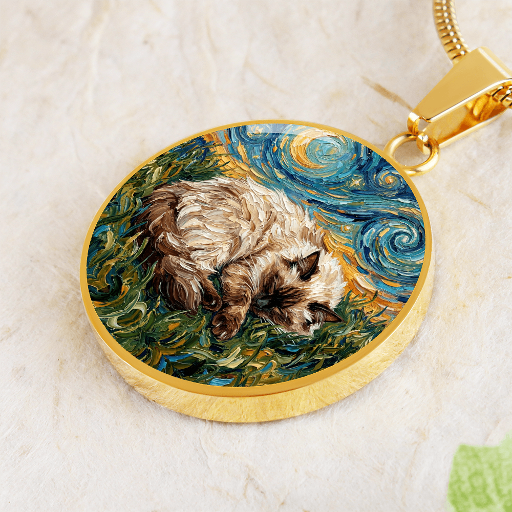 Sleepy Birman Round Necklace