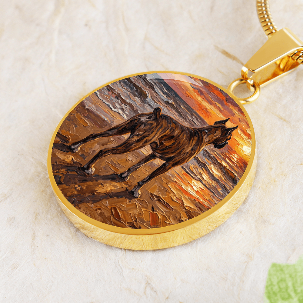 Beach Day - Brindle Boxer Round Necklace