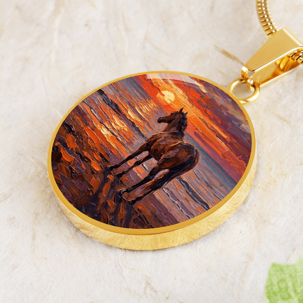 Sunset - Chocolate Mare Round Necklace