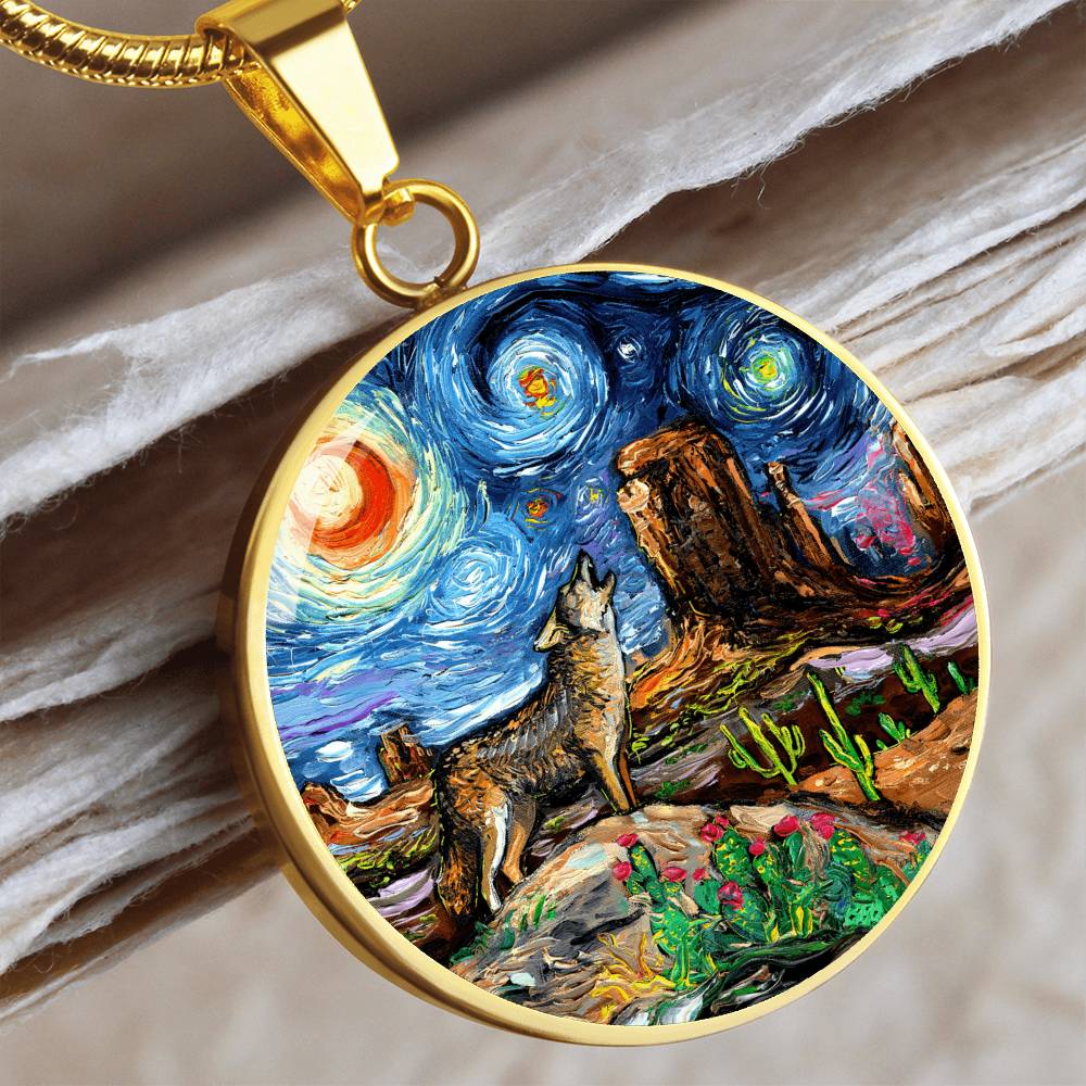 Southwestern Night Starry Night  Round Necklace