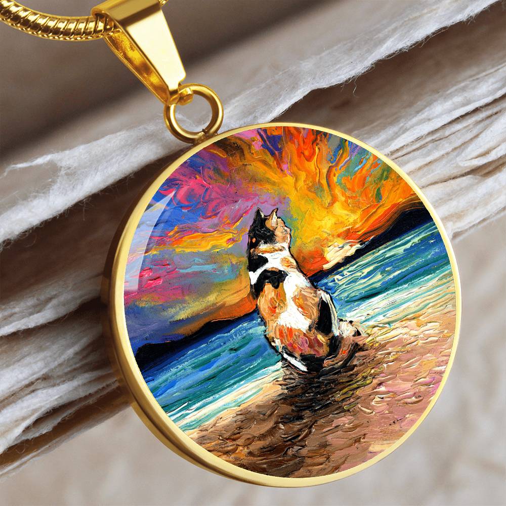 Beach Days - Calico Cat Starry Night Round Necklace