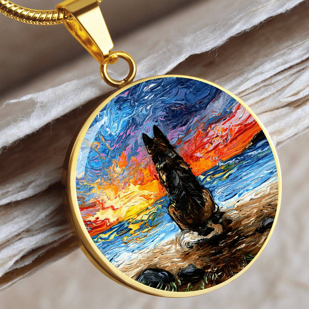 Beach Days - German Shepherd Round Necklace