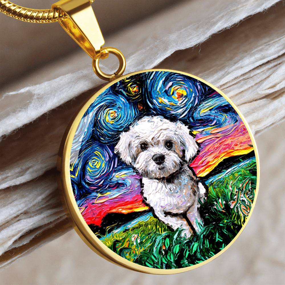 Maltipoo Starry Night Round Necklace