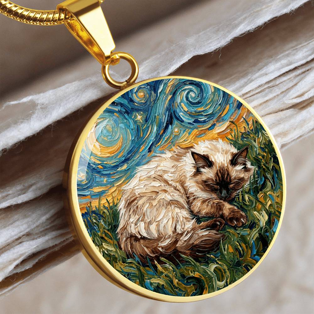 Sleepy Birman Round Necklace