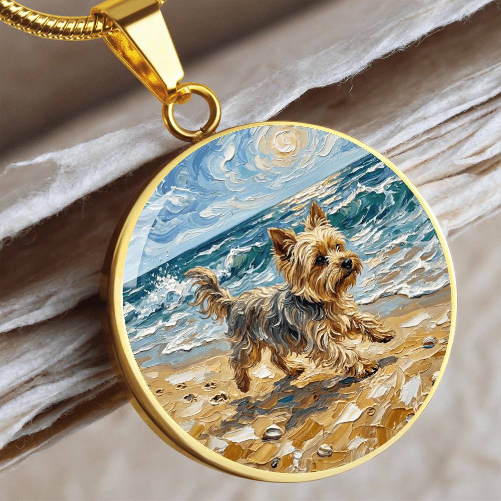Beach Days - Yorkie Round Necklace