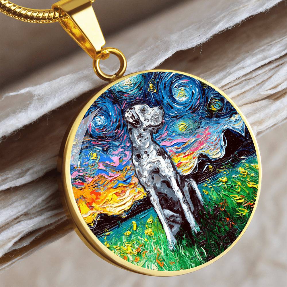 Merle Great Dane Starry Night Round Necklace
