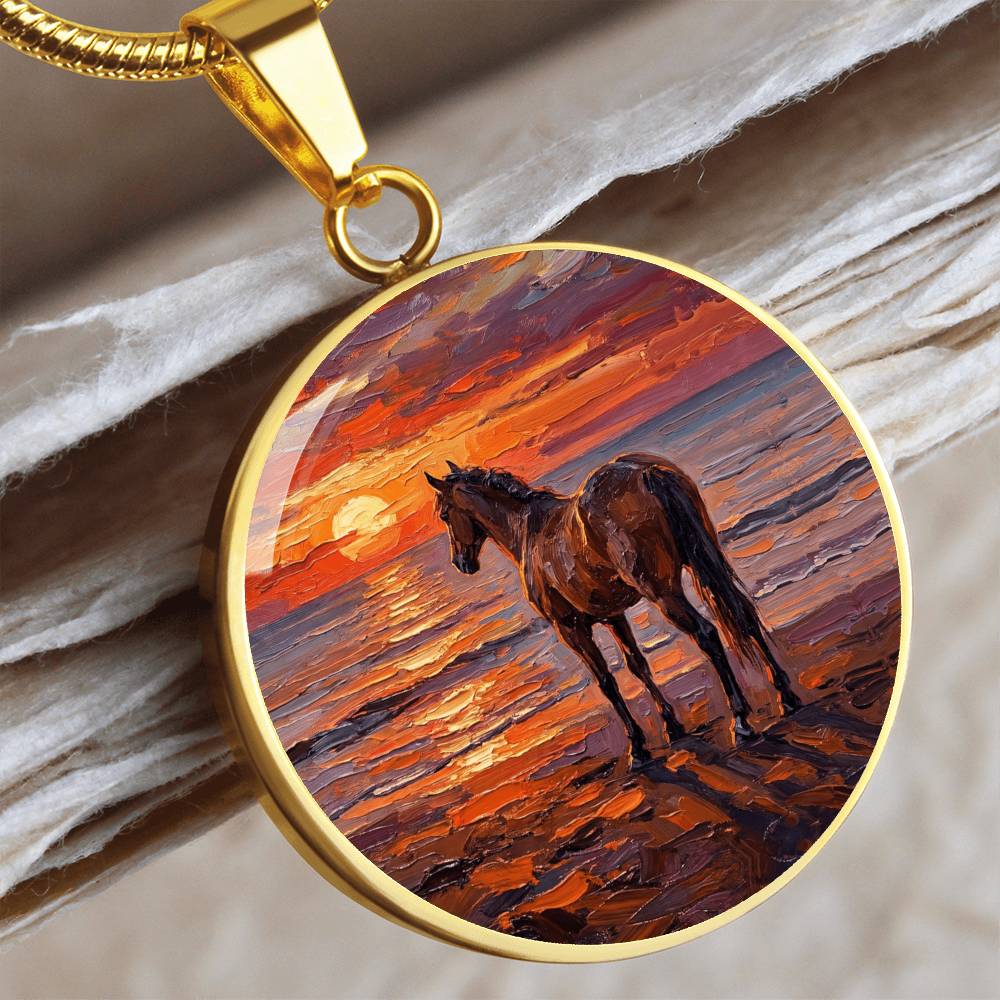 Sunset - Chocolate Mare Round Necklace