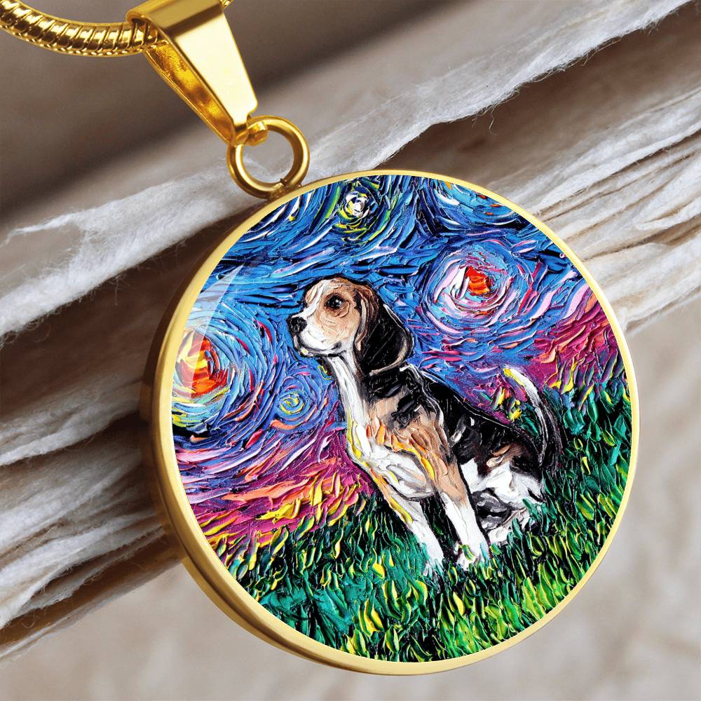 Beagle Starry Night Round Necklace