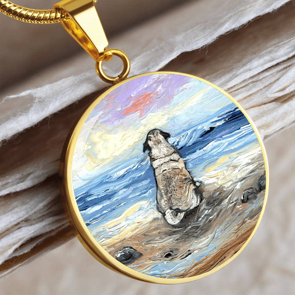 Beach Days - Pug Starry Night Round Necklace