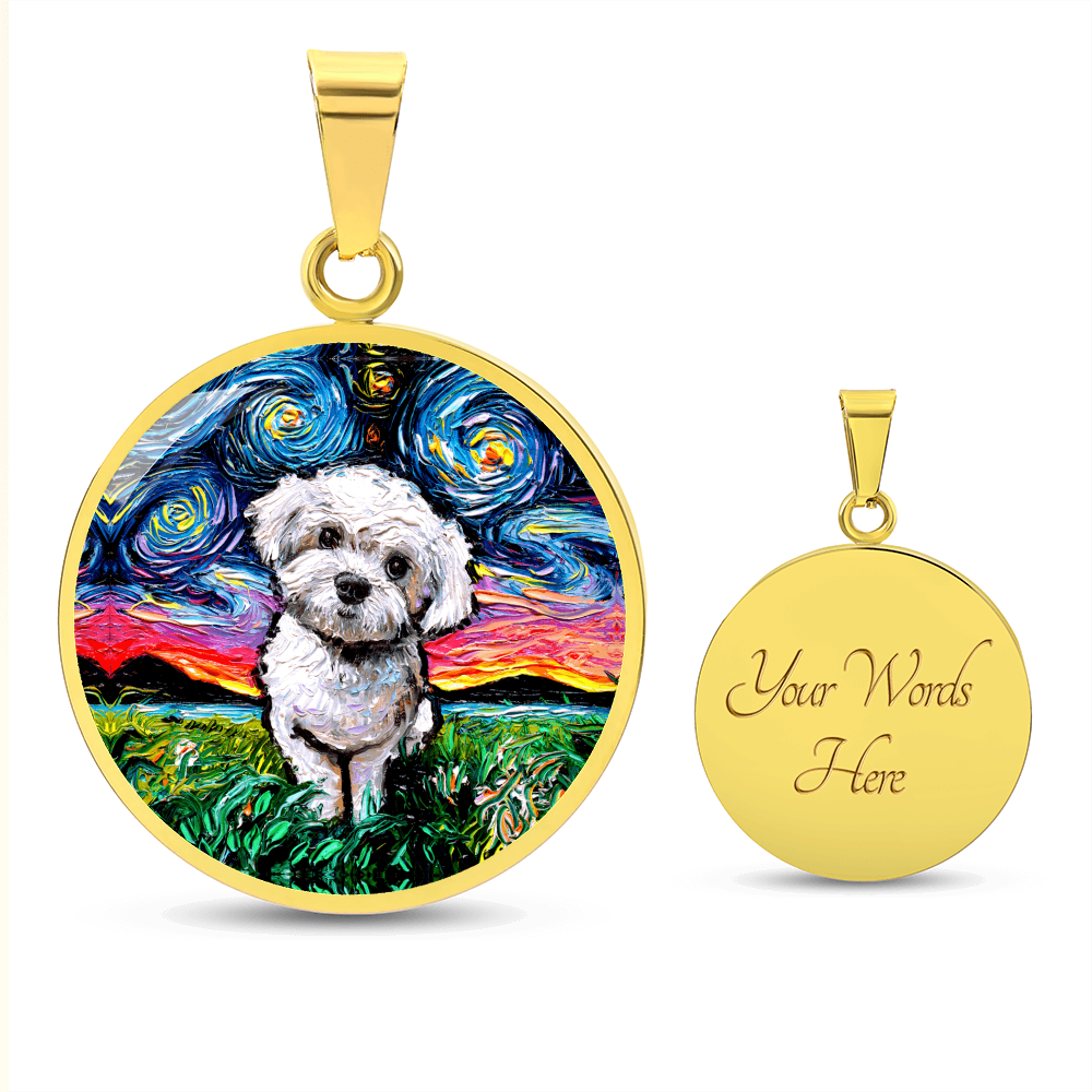 Maltipoo Starry Night Round Necklace