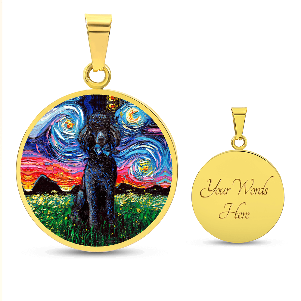 Black Poodle Starry Night Round Necklace