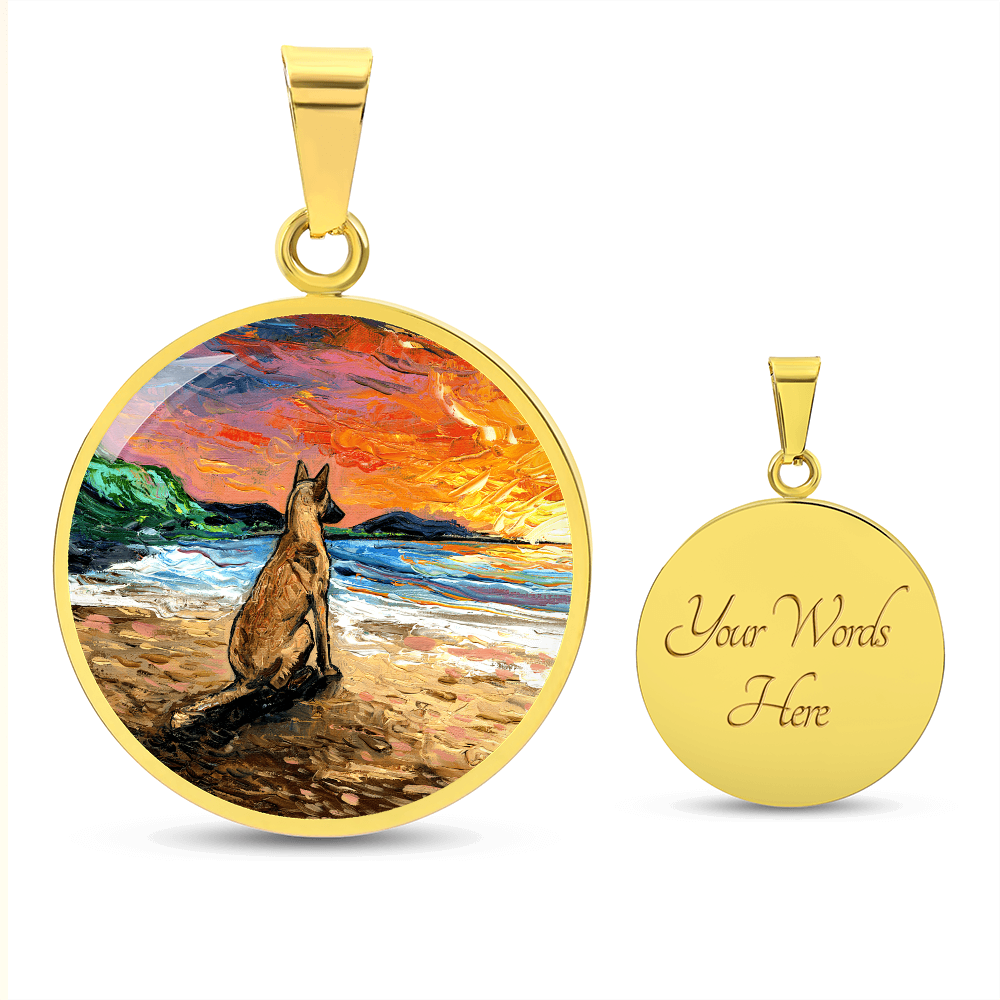 Beach Days - Belgian Malinois Starry Night Round Necklace