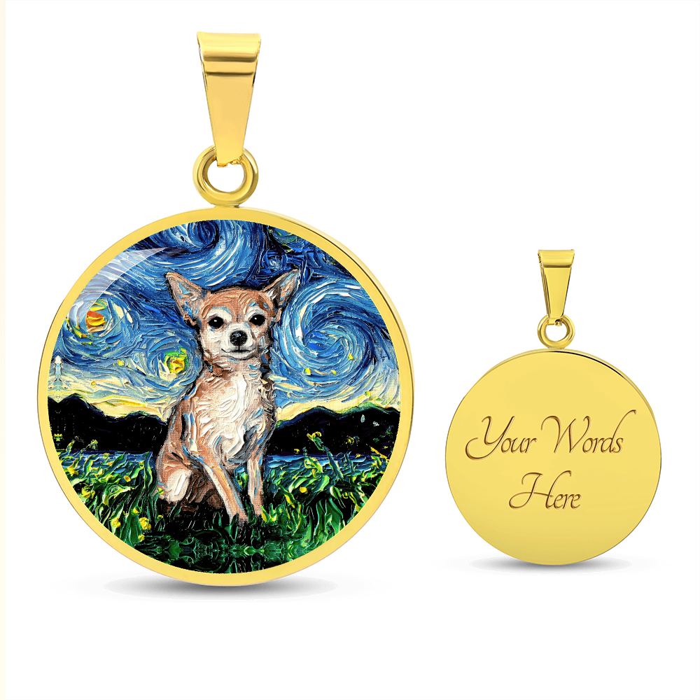 Chihuahua Starry Night Round Necklace