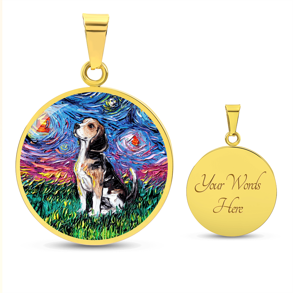 Beagle Starry Night Round Necklace