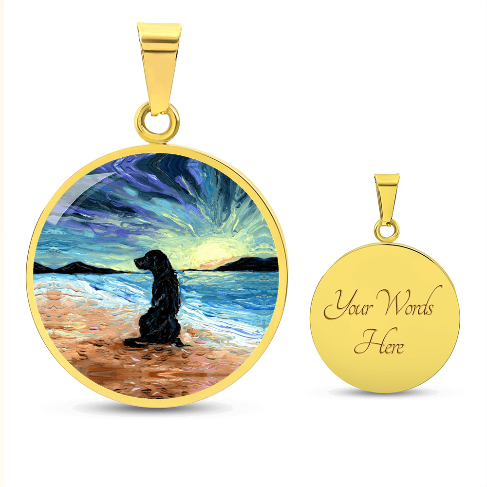Beach Days - Black Labrador Round Necklace