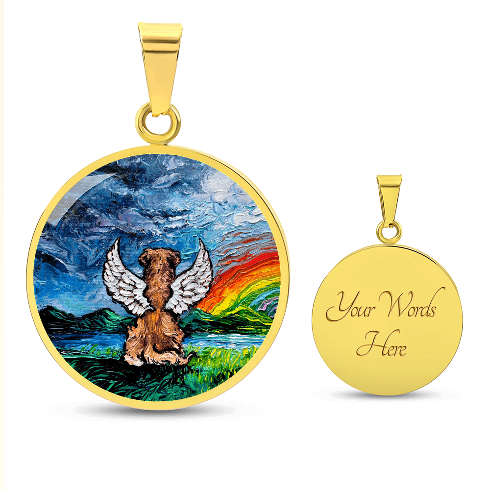 Rainbow Bridge Golden Retriever  Round Necklace
