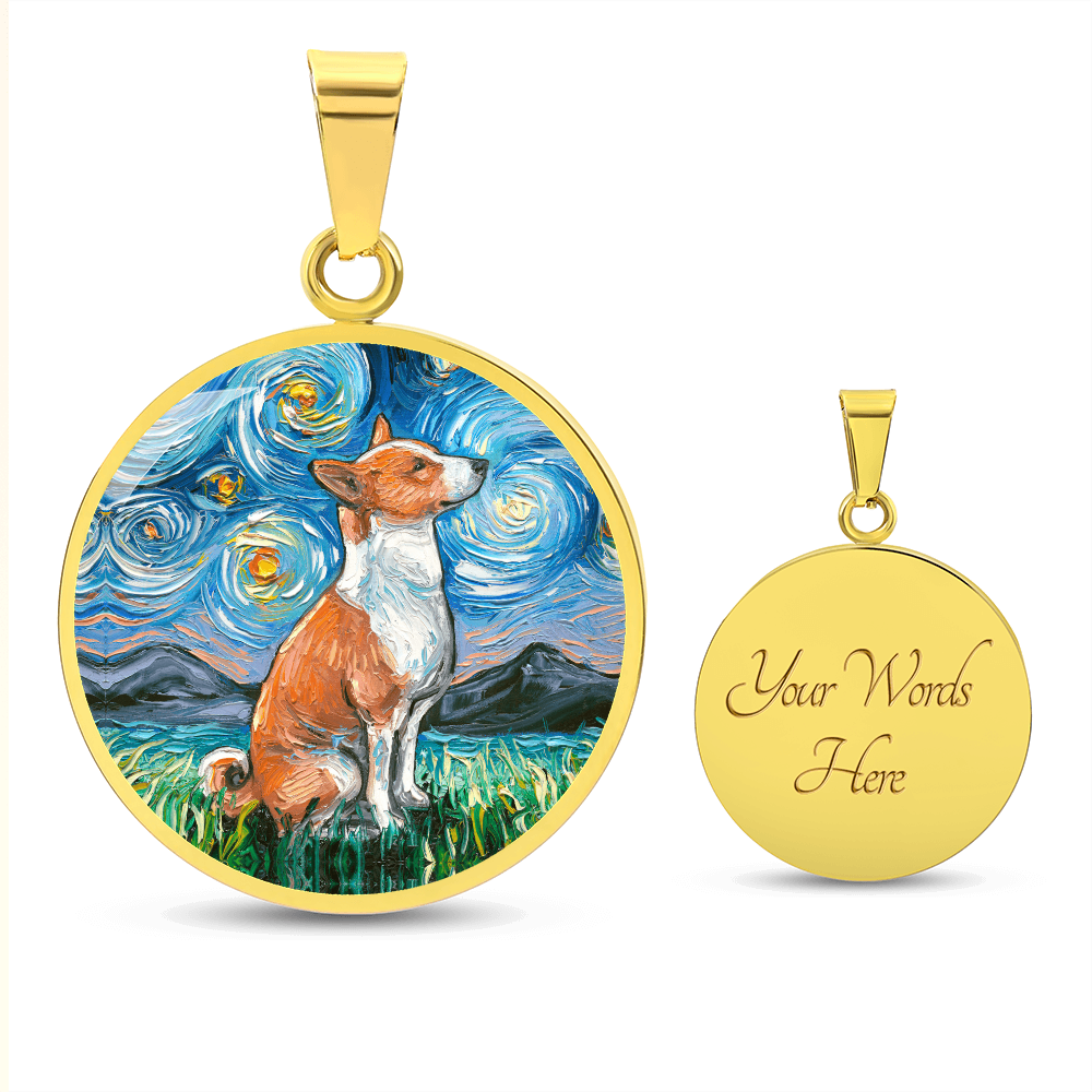 Basenji Starry Night Round Necklace