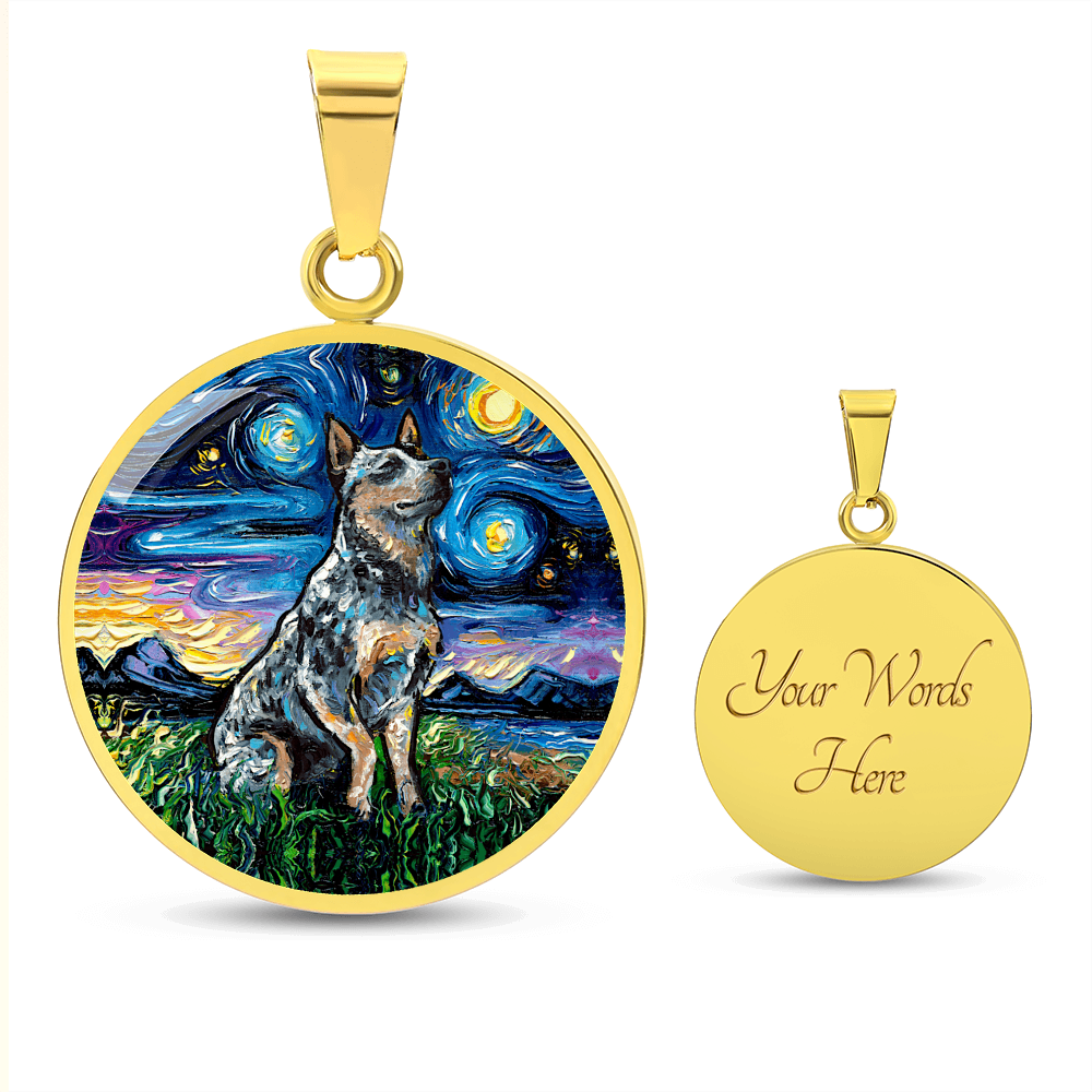 Blue Heeler Starry Night Round Necklace